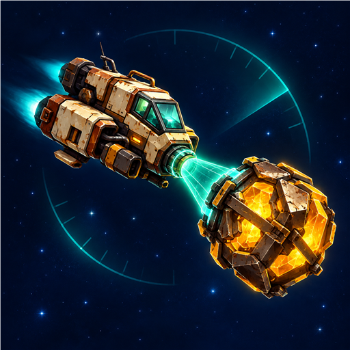 Satellite Scrapper Google Play icon showing the salvage tug and glowing core